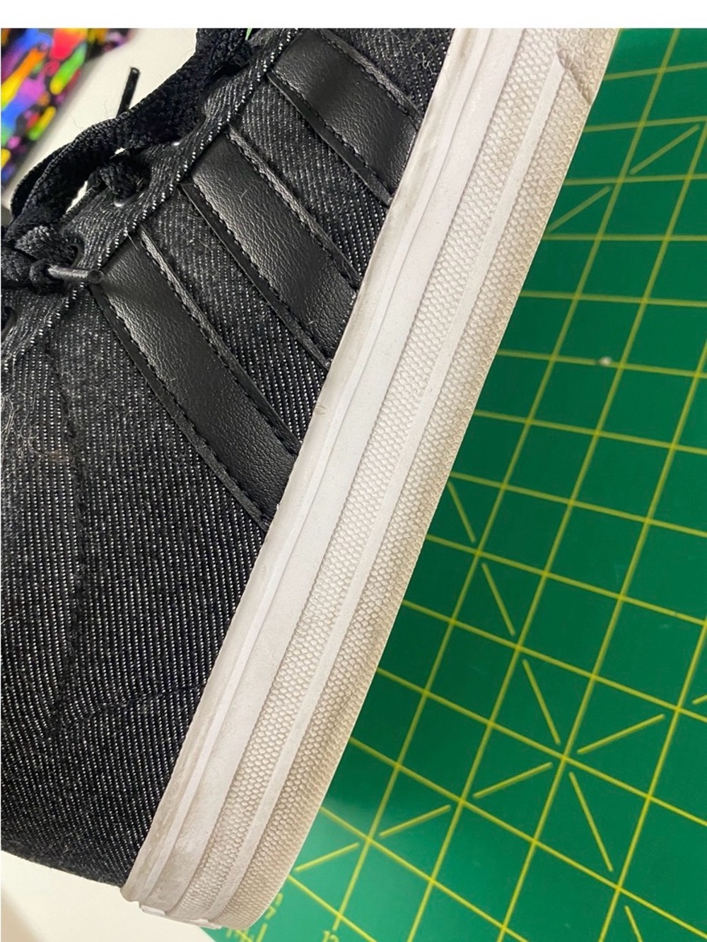 adidas Black Denim Low-Top Sneakers with White Sole - Picture 7 of 8